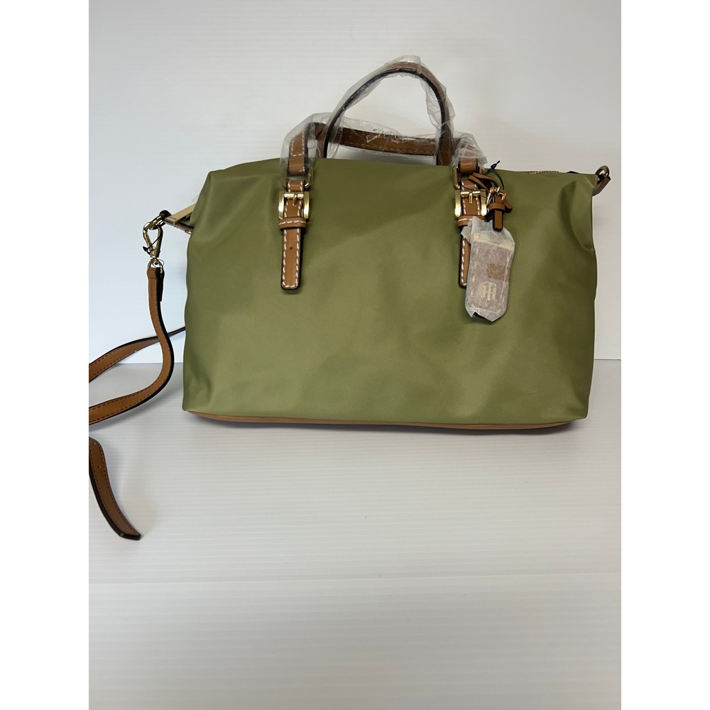 Tommy Hilfiger Women Olive Green Nylon Satchel Crossbody Bag 69J9033 300